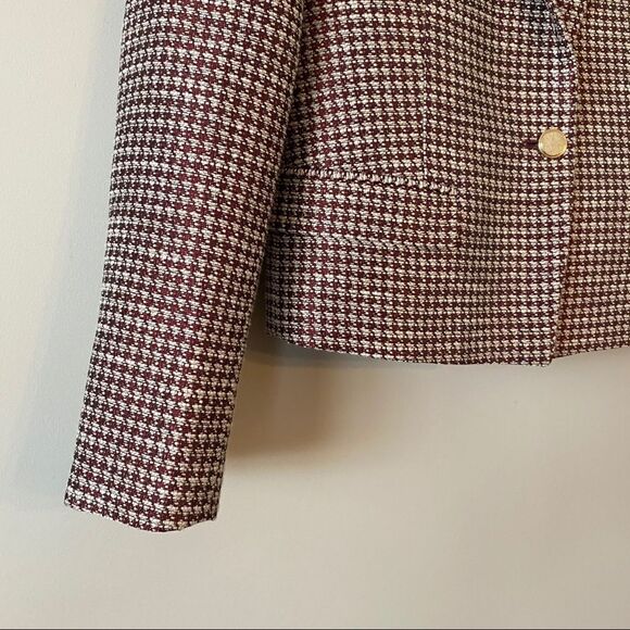 The Kooples Houndstooth Linen Blend Suede Blazer - Picture 9 of 13